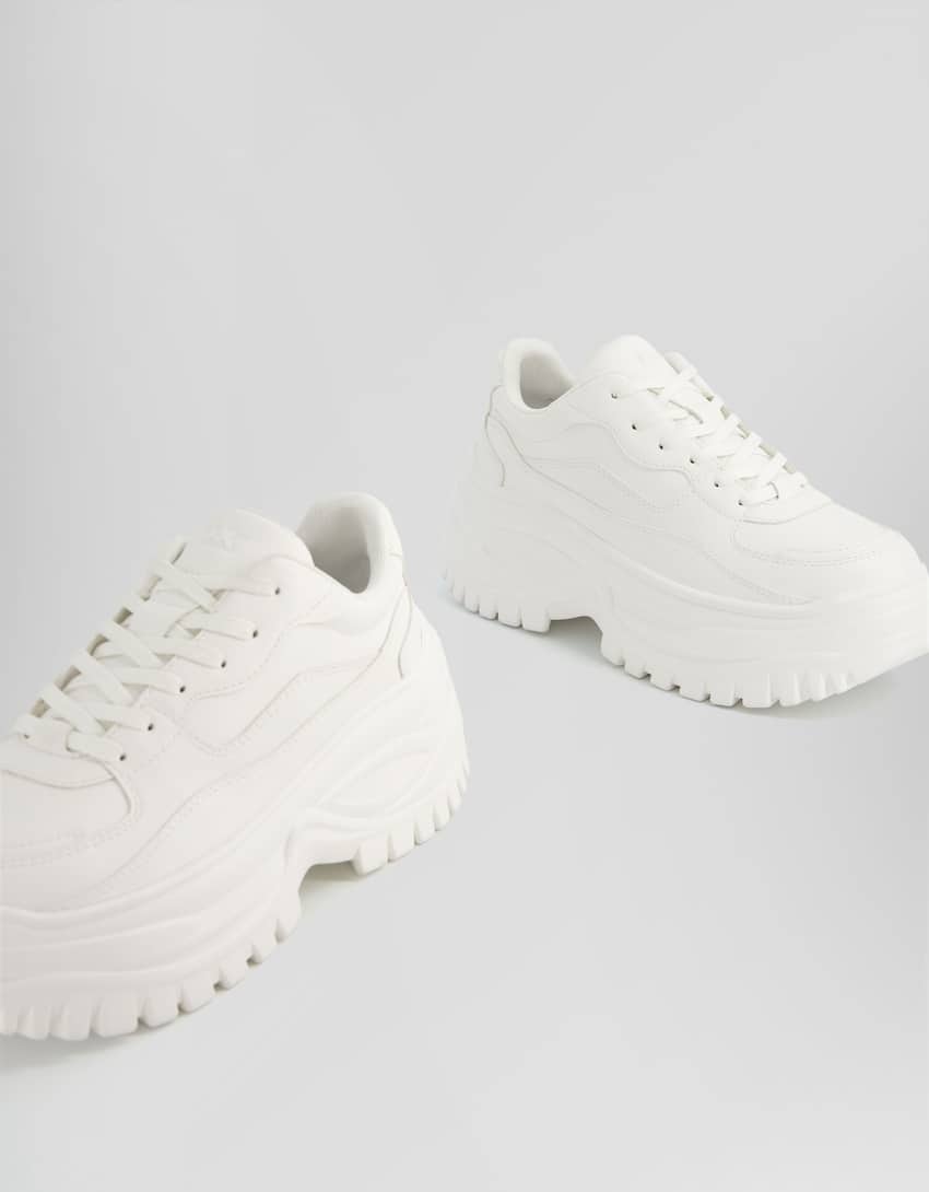 Multi-piece chunky sole trainers-WHITE-2