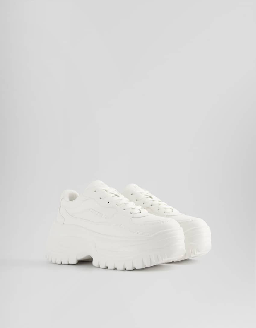 Multi-piece chunky sole trainers-WHITE-0
