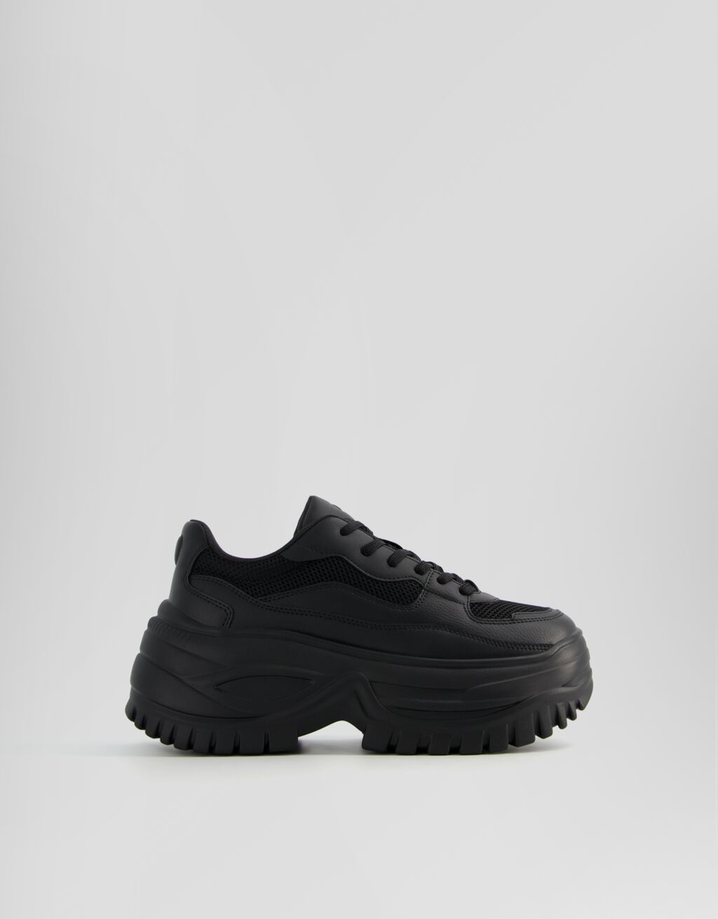 Contrast chunky sole mesh trainers-BLACK-5