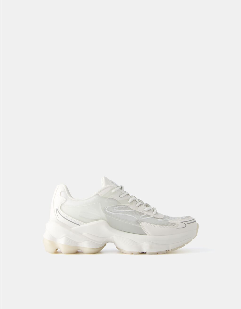 حذاء رياضي متباين بنسيج شبكي شفاف-أبيض-6