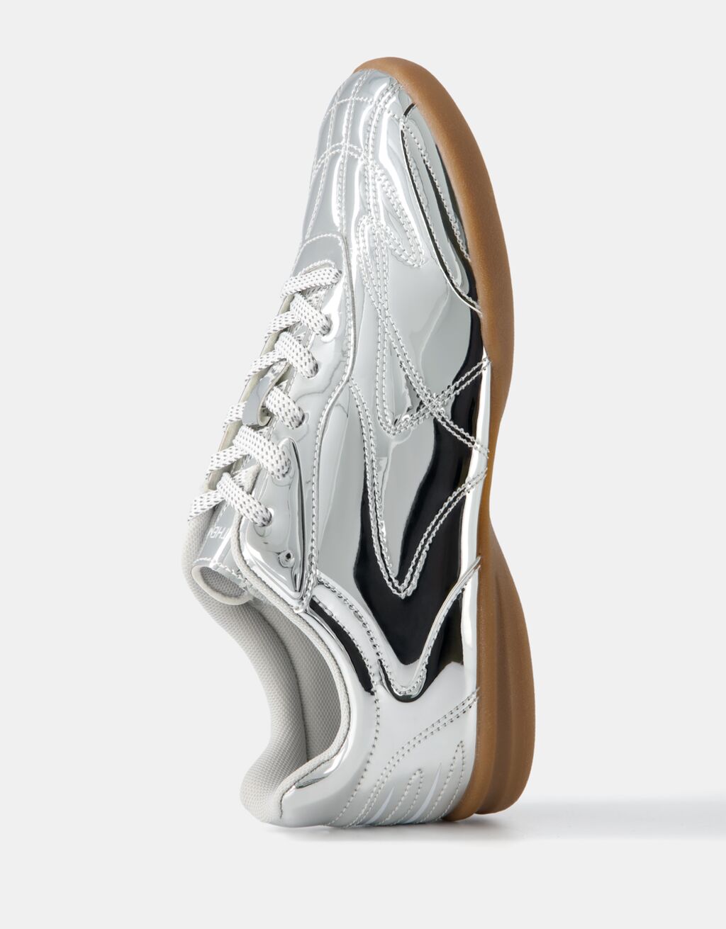 Metallic football style trainers-SILVER-2
