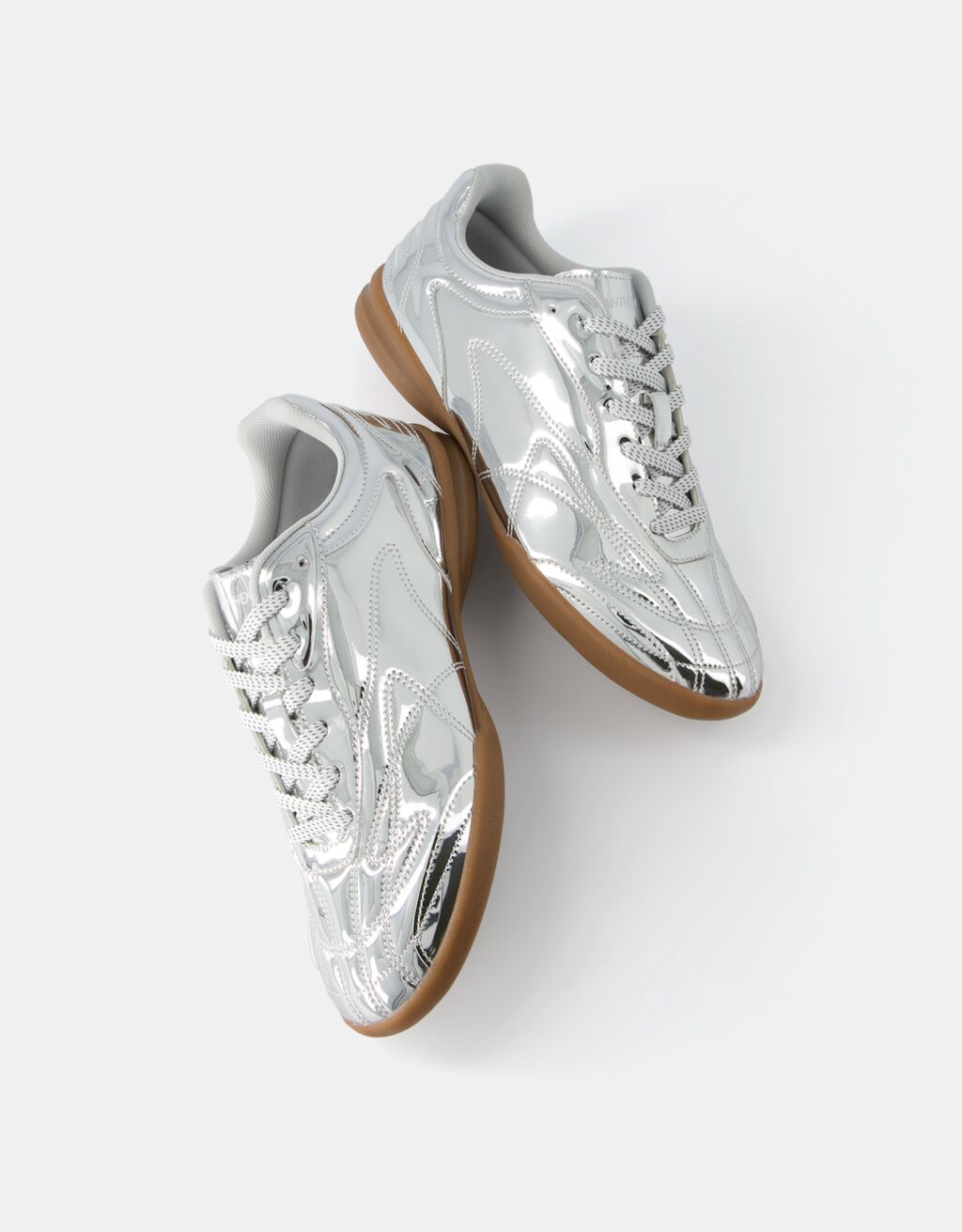 Metallic football style trainers-SILVER-4