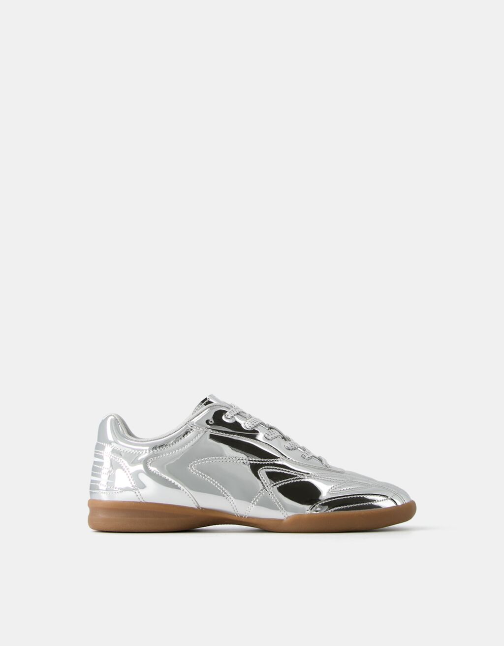 Metallic football style trainers-SILVER-5
