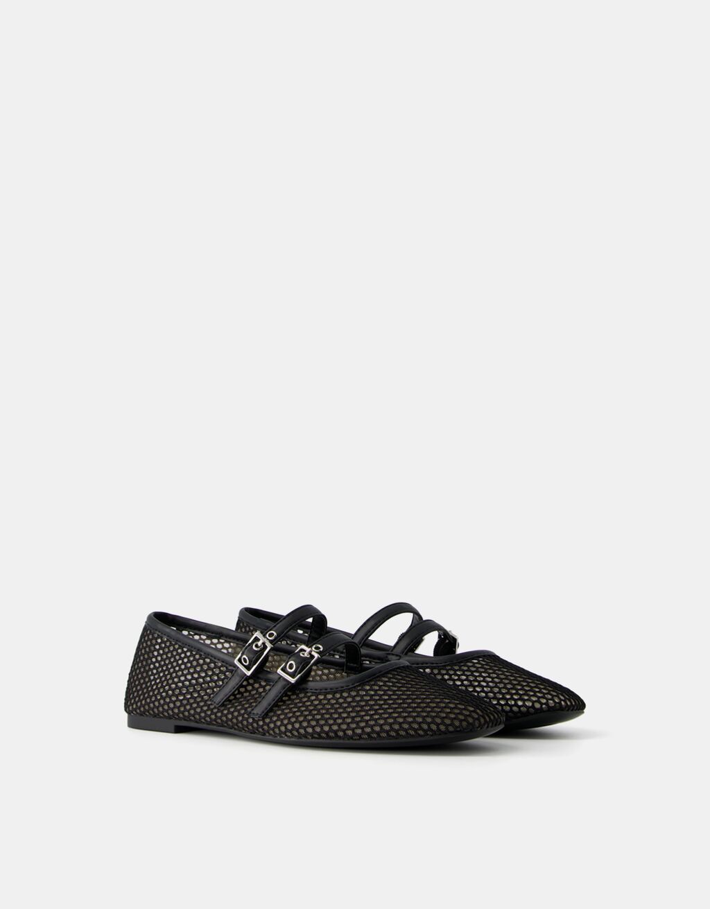 Mesh ballet flats with buckles Shoes Women Bershka