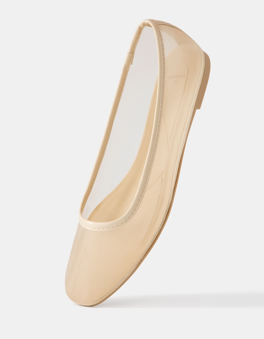 Flat mesh ballet flats Women Bershka