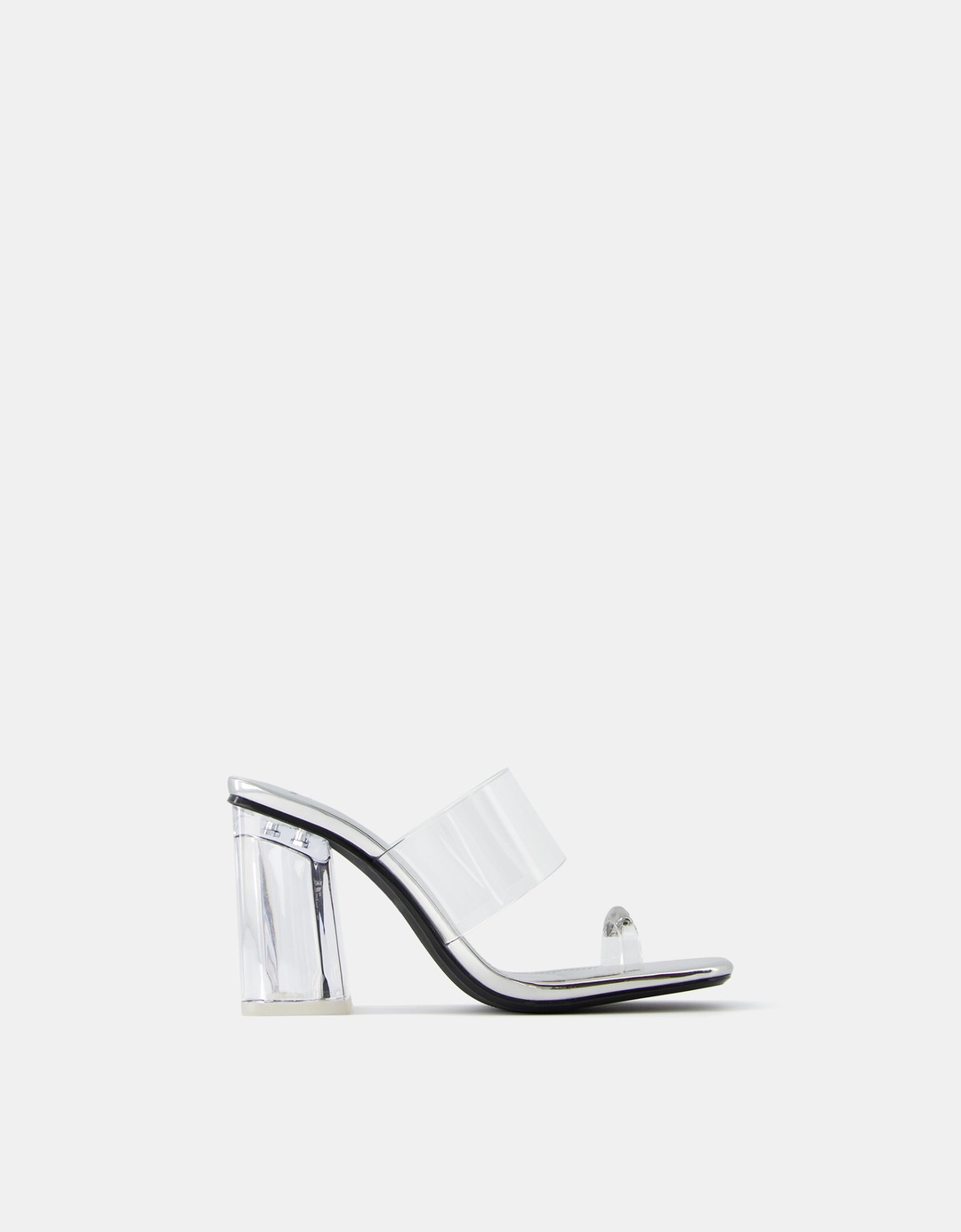 Vinyl mule sandals with toe detail
