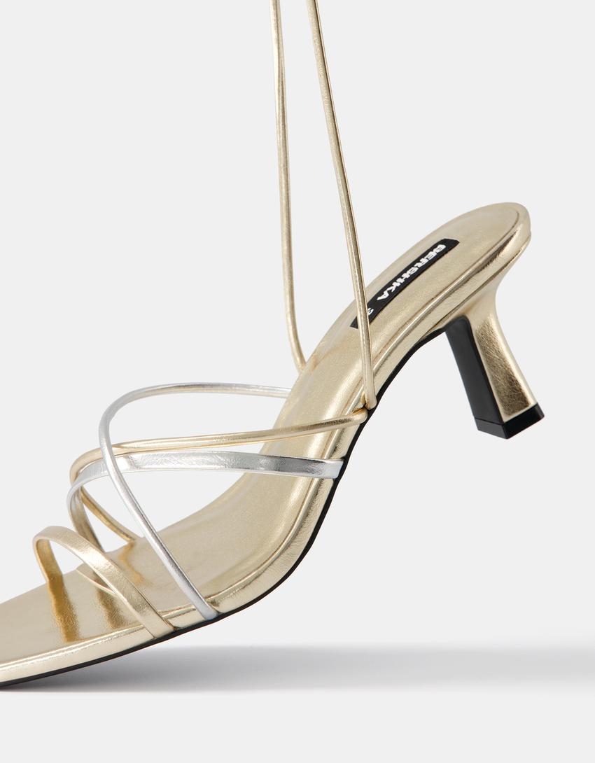 صندل بكعب قطة وأربطة-متعدد الألوان-2