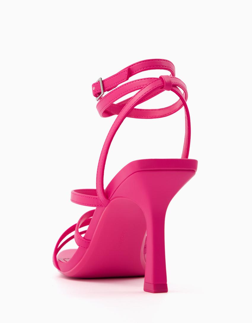 صندل بكعب عال وأساور وسوار كاحل-فوشيا-3