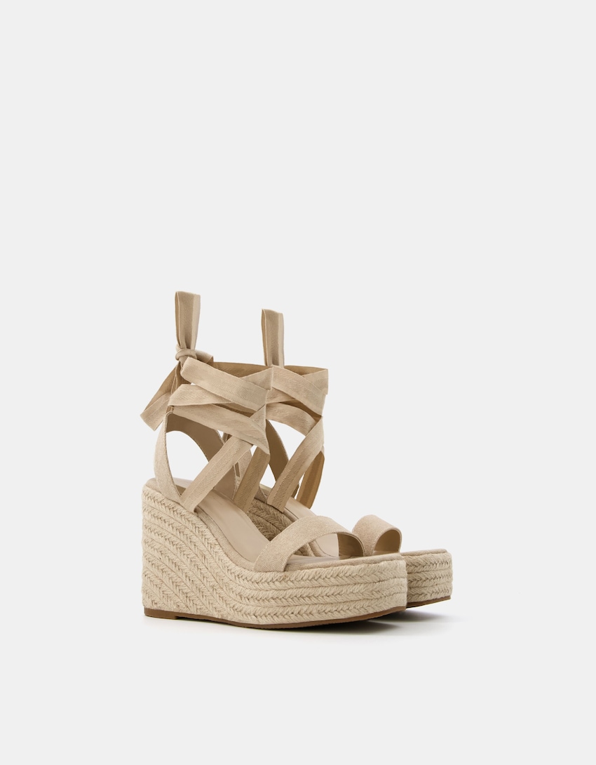 Lace up jute wedge - Chaussures - Femme