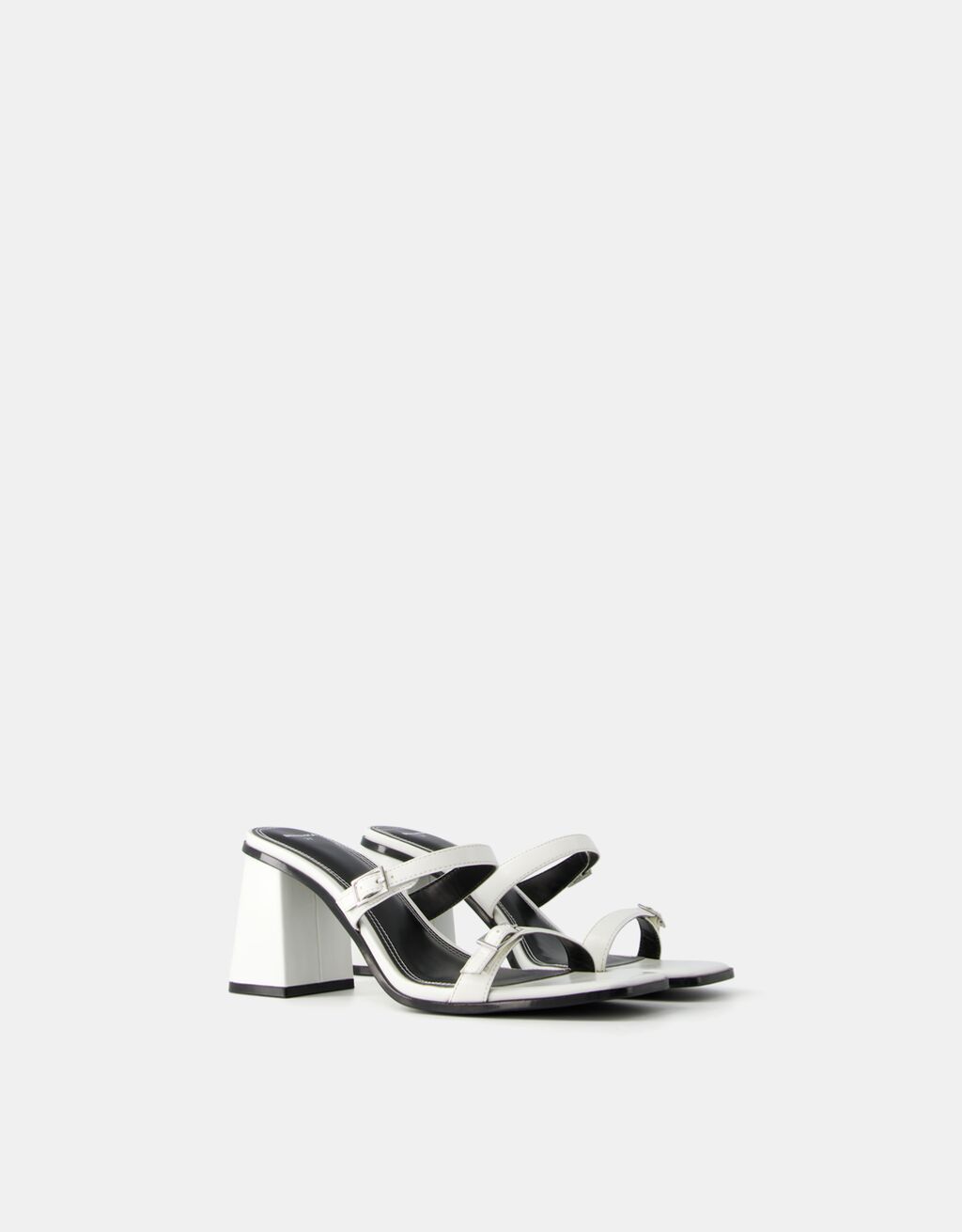Block heel mule-style sandals with straps-WHITE-0