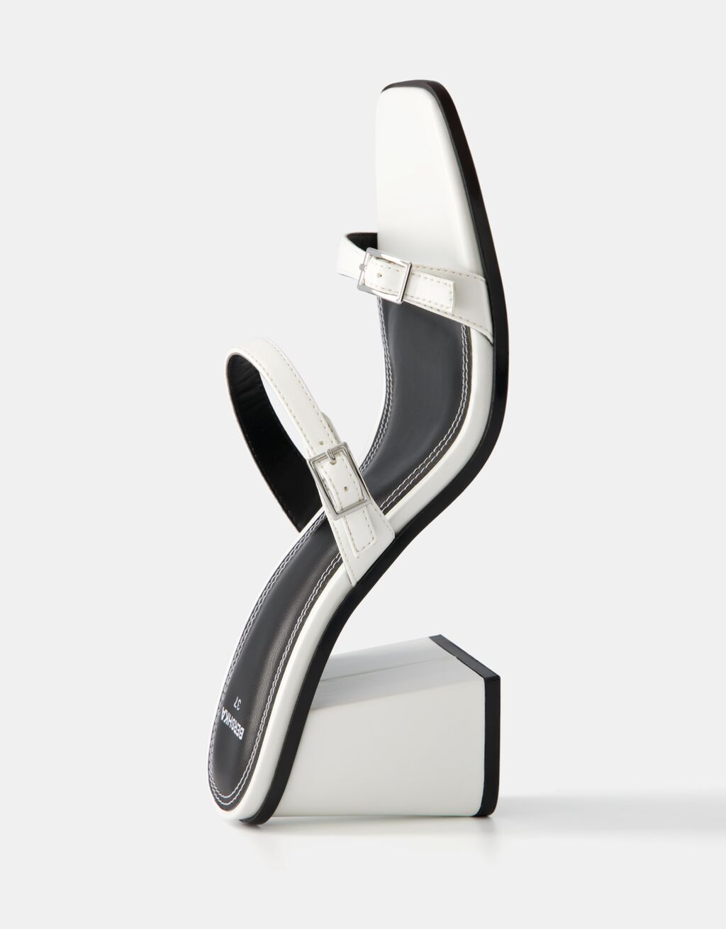 Block heel mule-style sandals with straps-WHITE-3