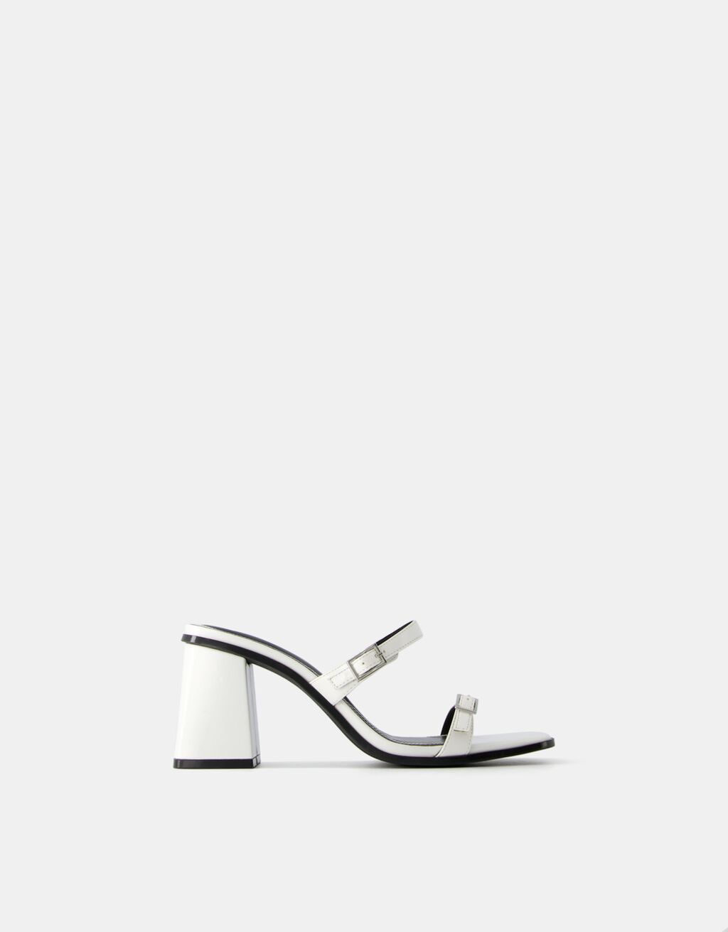 Block heel mule-style sandals with straps-WHITE-6
