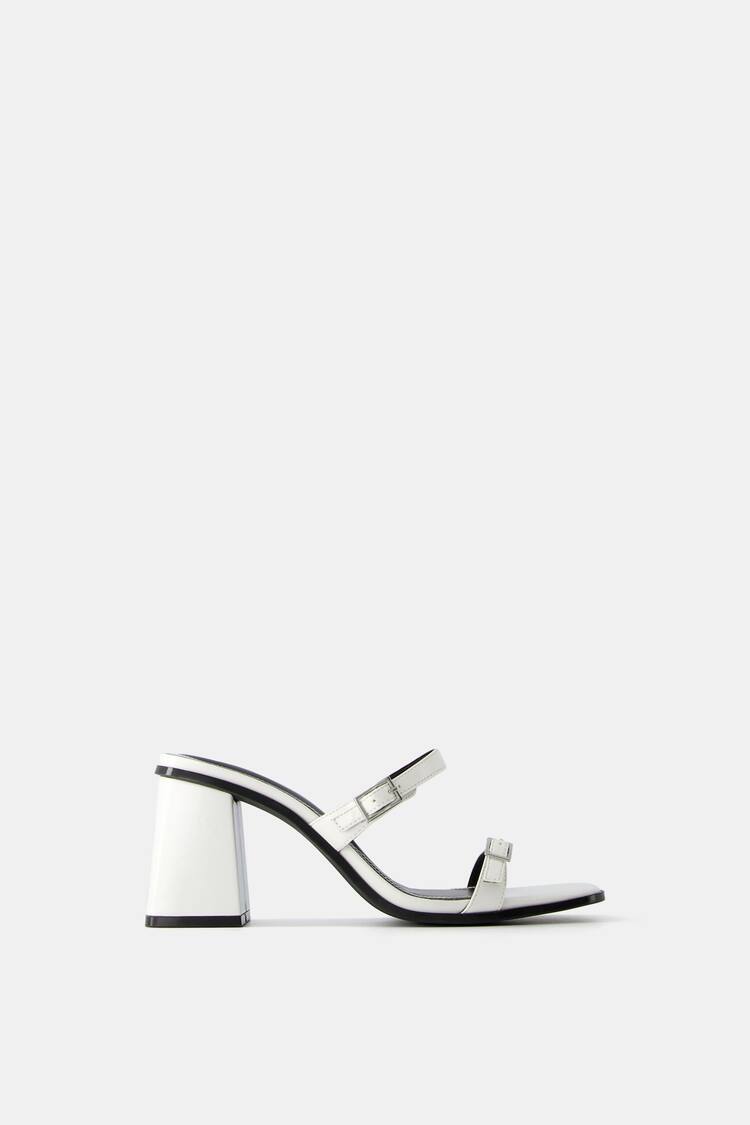 Block heel mule-style sandals with straps