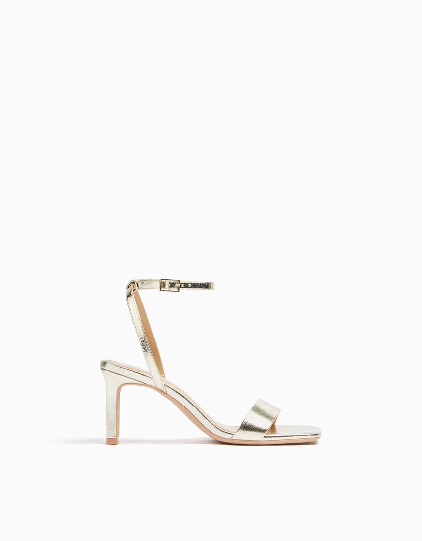 صندل بكعب عال وأساور وسوار كاحل-ذهبي-6