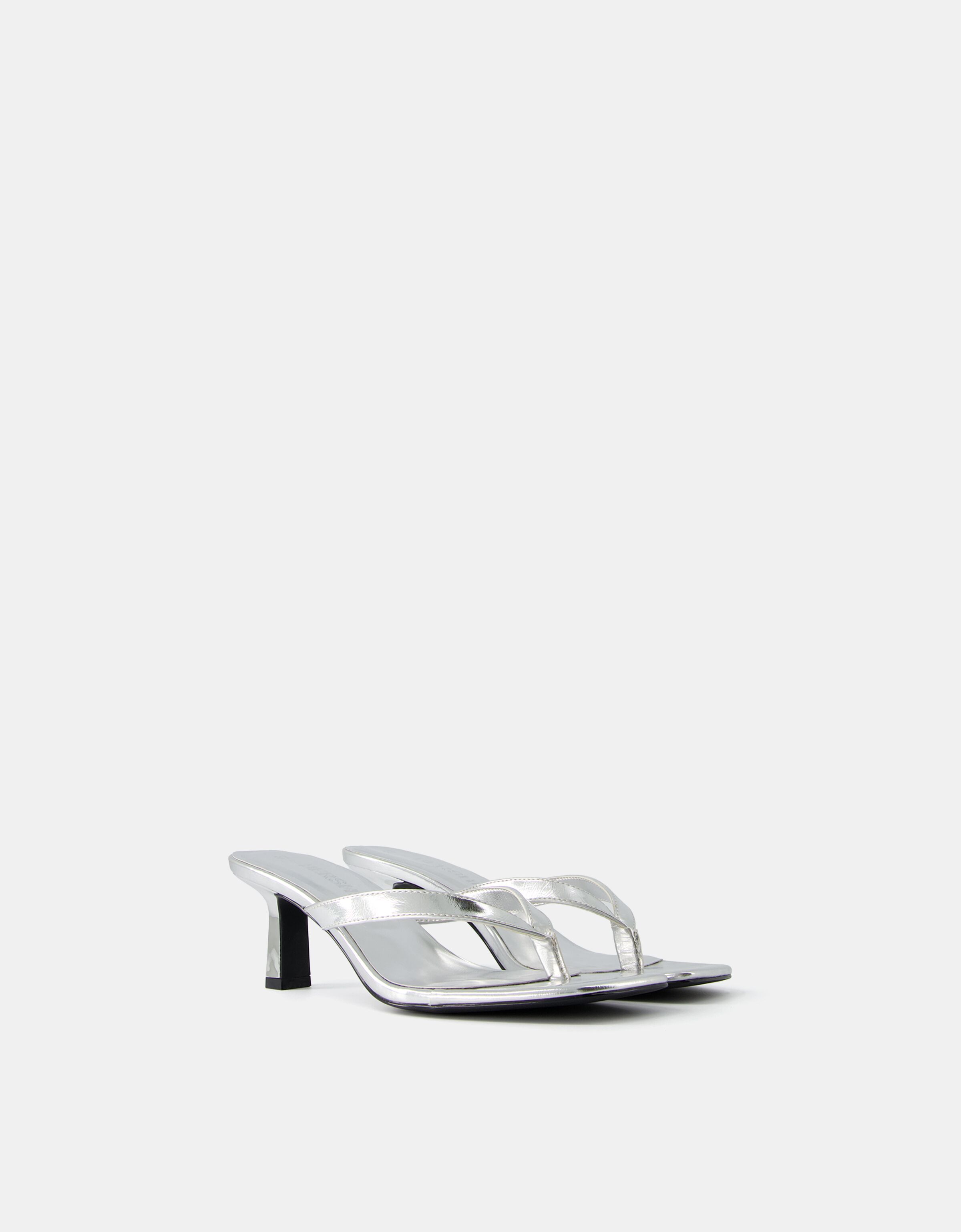 Metallic kitten heel sandals cheap