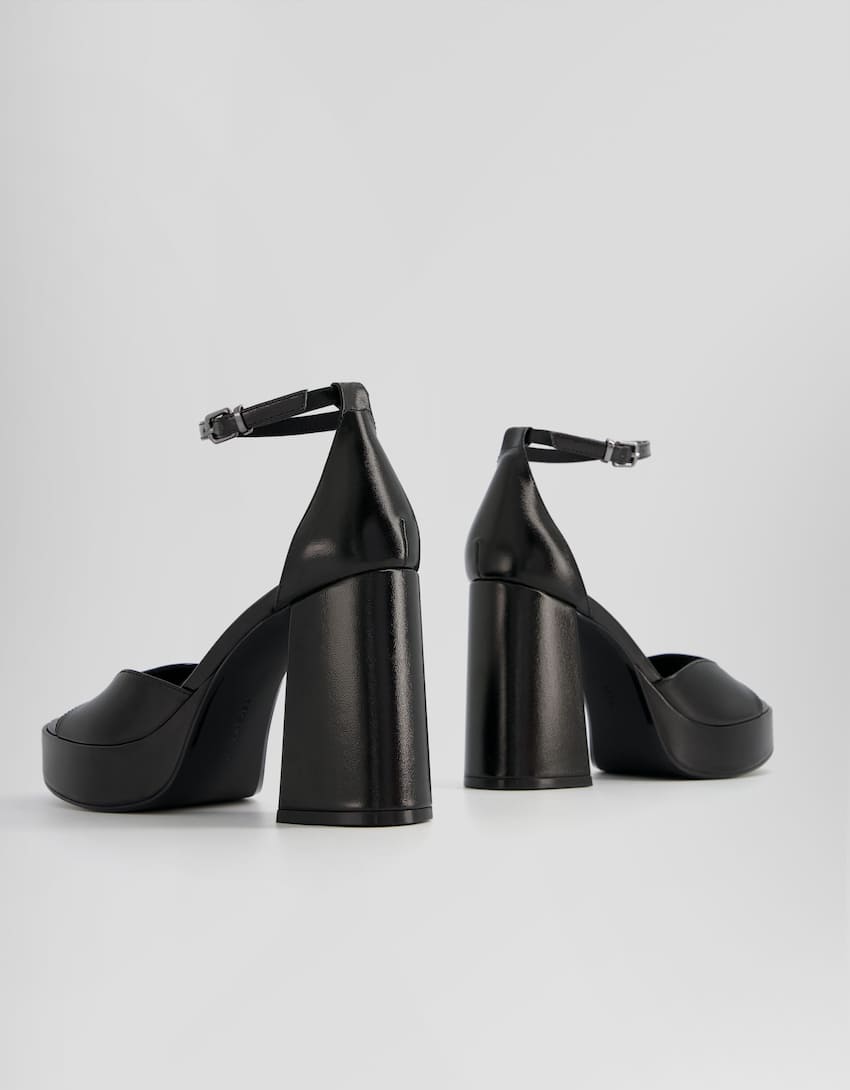 High-heel platform sandals with ankle straps-BLACK-2