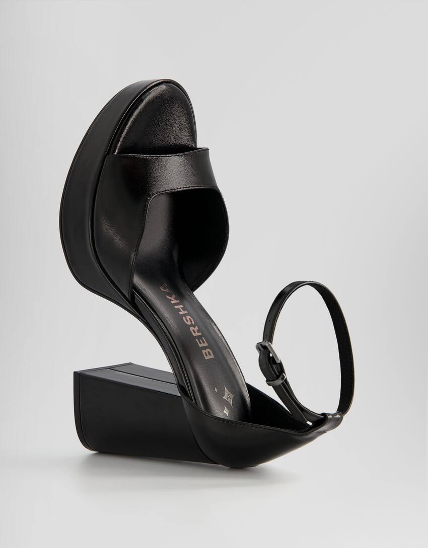 High-heel platform sandals with ankle straps-BLACK-3