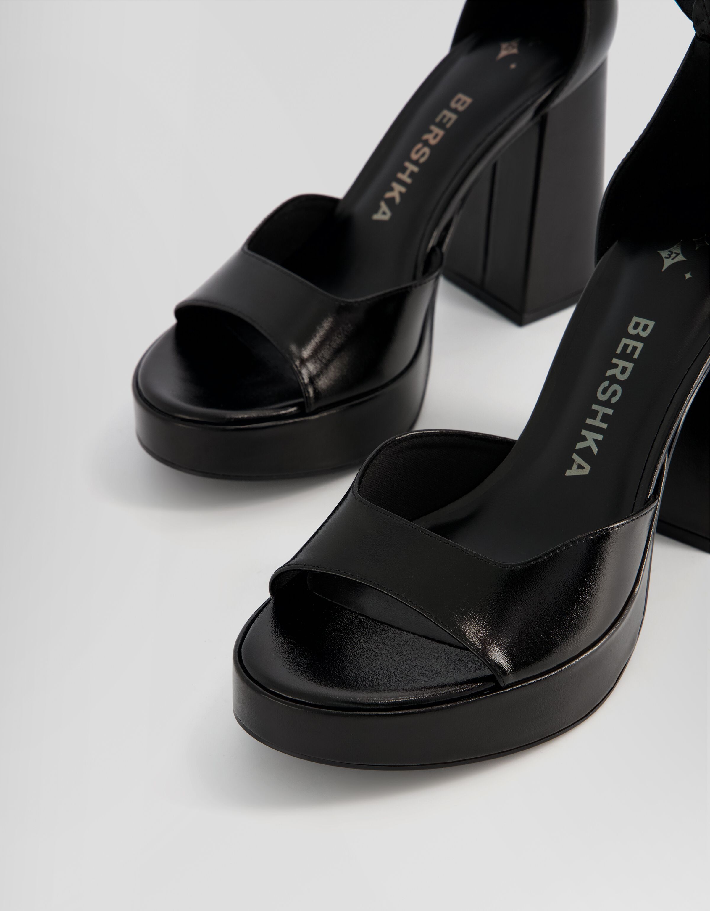 Pluto Black Patent Diamante Heeled Sandals – Club L London - USA