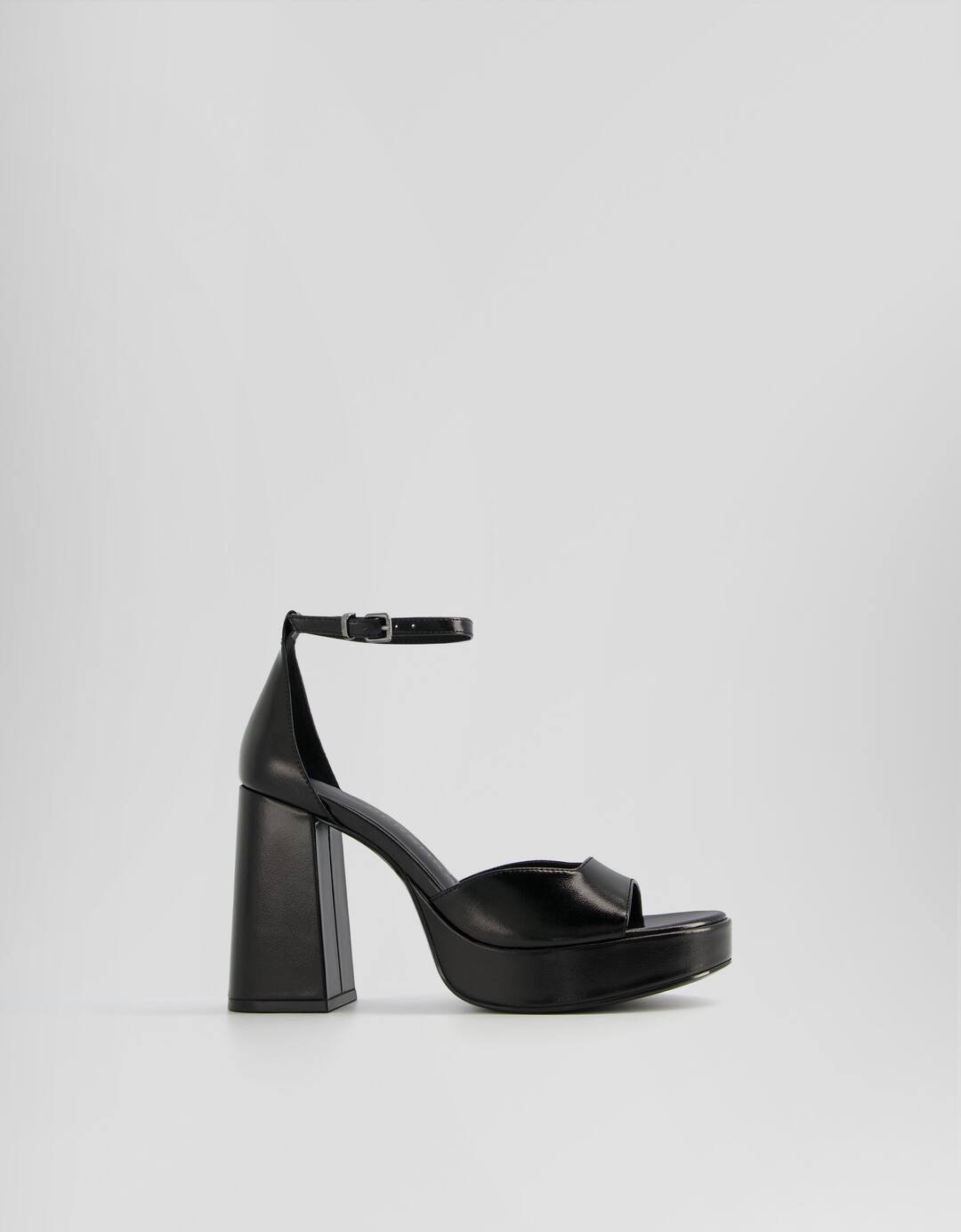 High-heel platform sandals with ankle straps