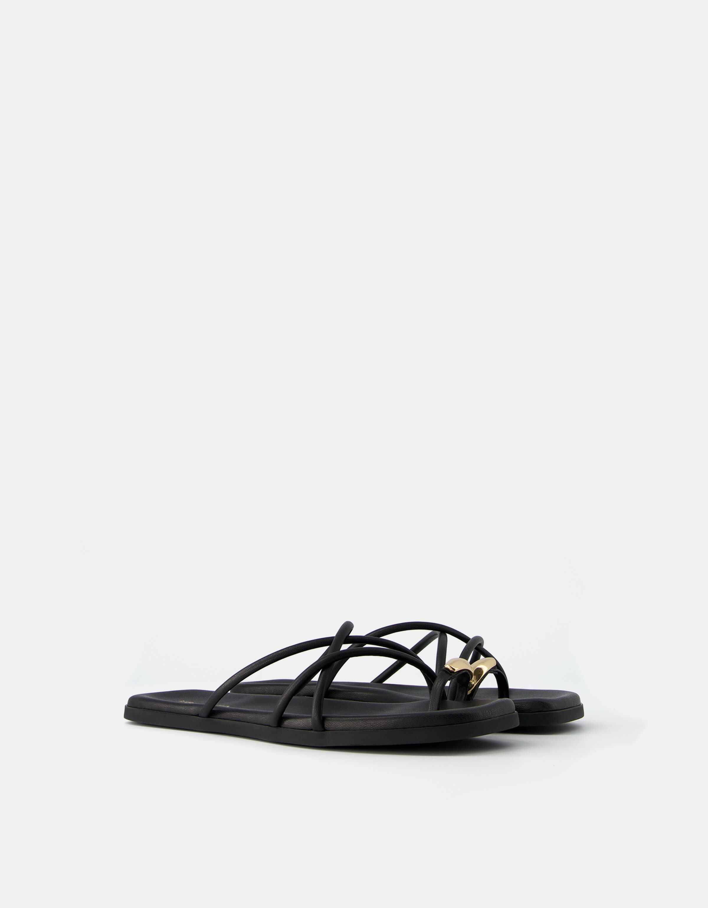 Sandali bassi con fascette e dettaglio anello Scarpe Donna Bershka