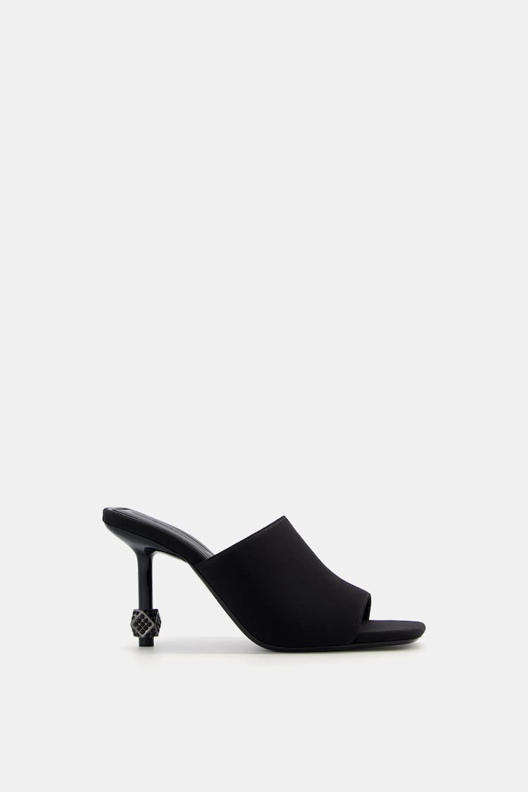 High-heel mules with detail on the heel