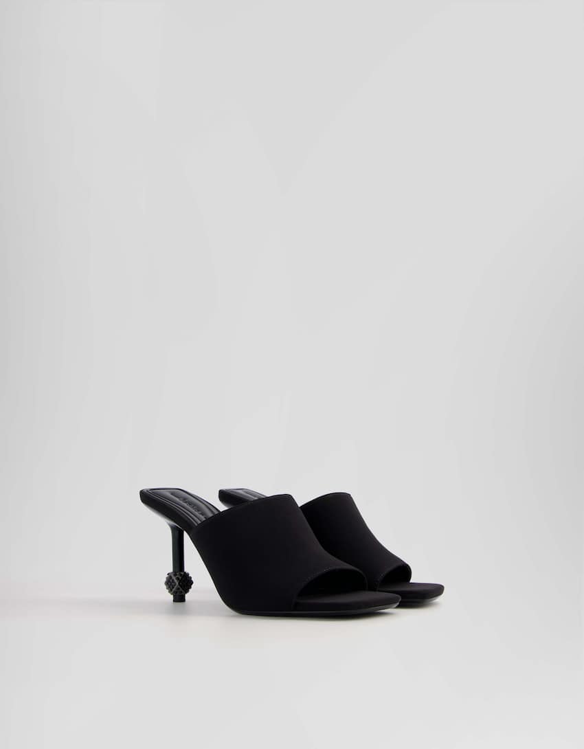 High-heel mules with detail on the heel-BLACK-0