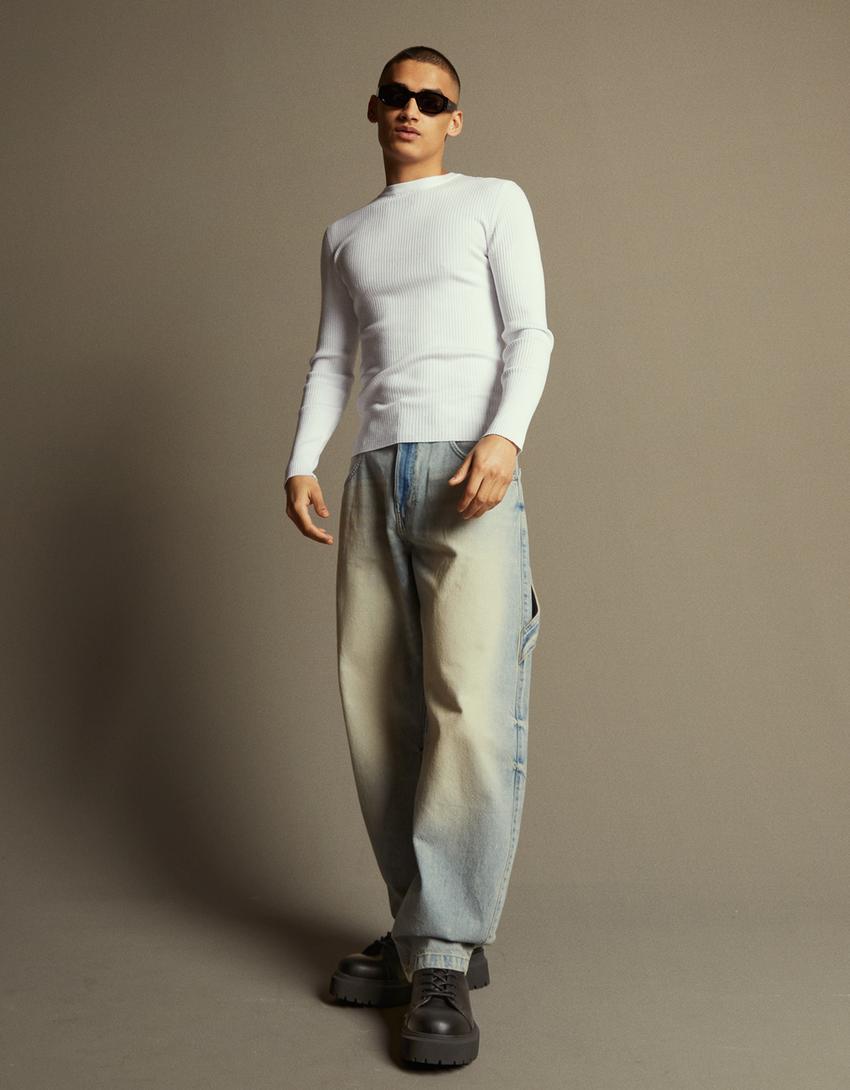 بوت برقبة للكاحل رجالي بنعل تراك وأربطة-أسود-1