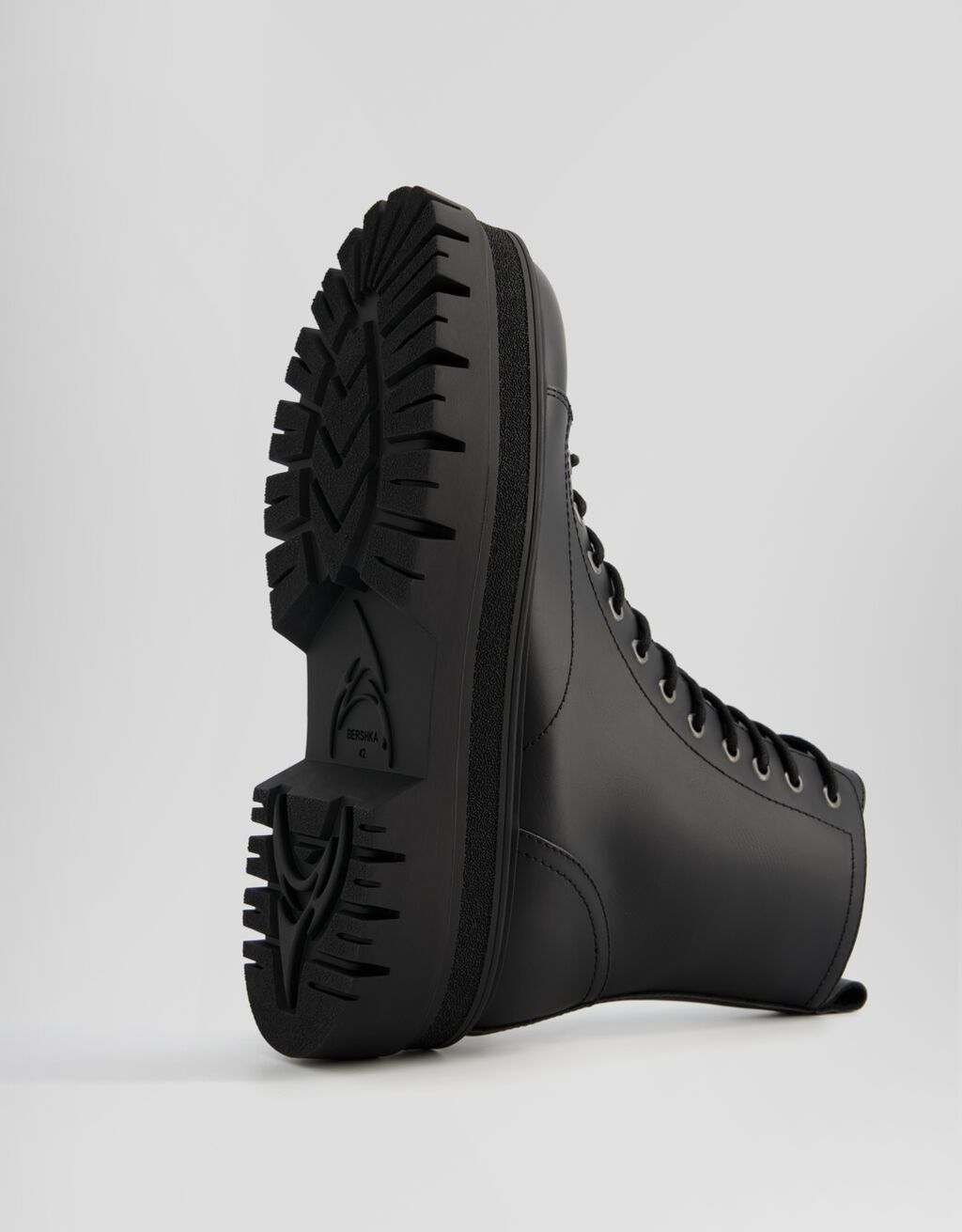 Men's track sole lace-up ankle boots-BLACK-3