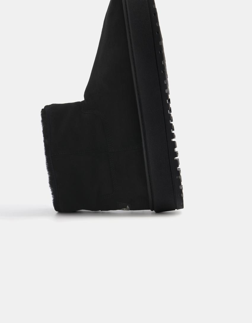 Men's ankle boots with faux fur lining-BLACK-2