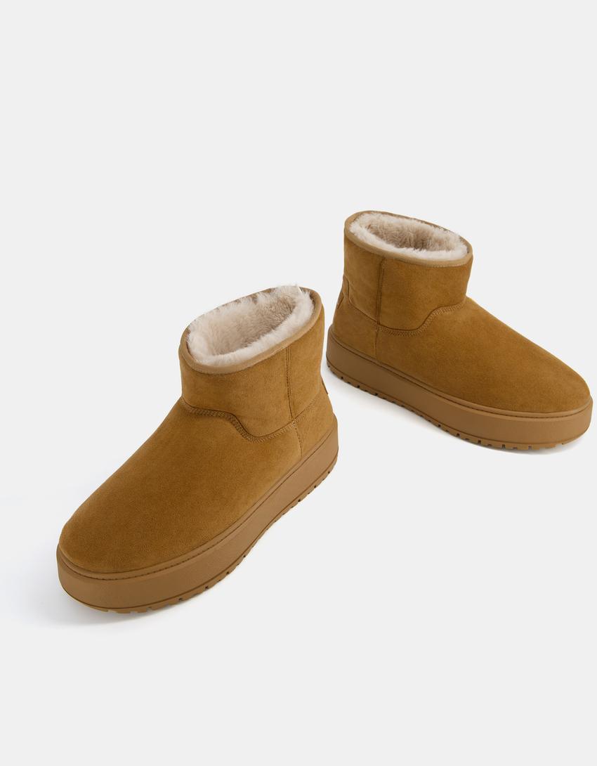 Men's ankle boots with faux fur lining-CAMEL-3