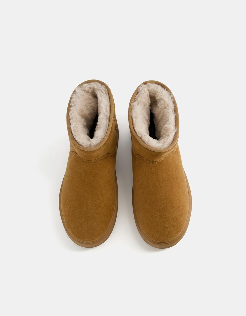 Men's ankle boots with faux fur lining-CAMEL-4