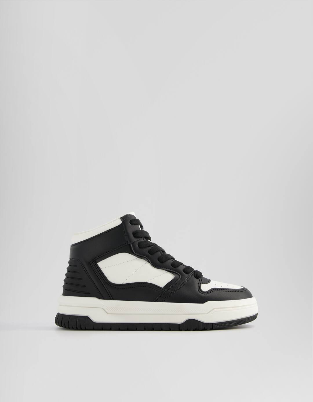 Men’s rubberised basketball-style high-top trainers