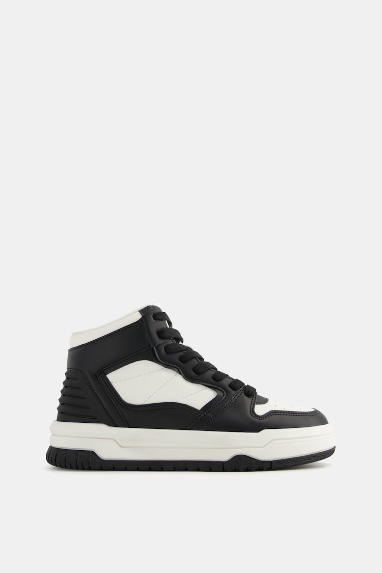 Men’s rubberised basketball-style high-top trainers