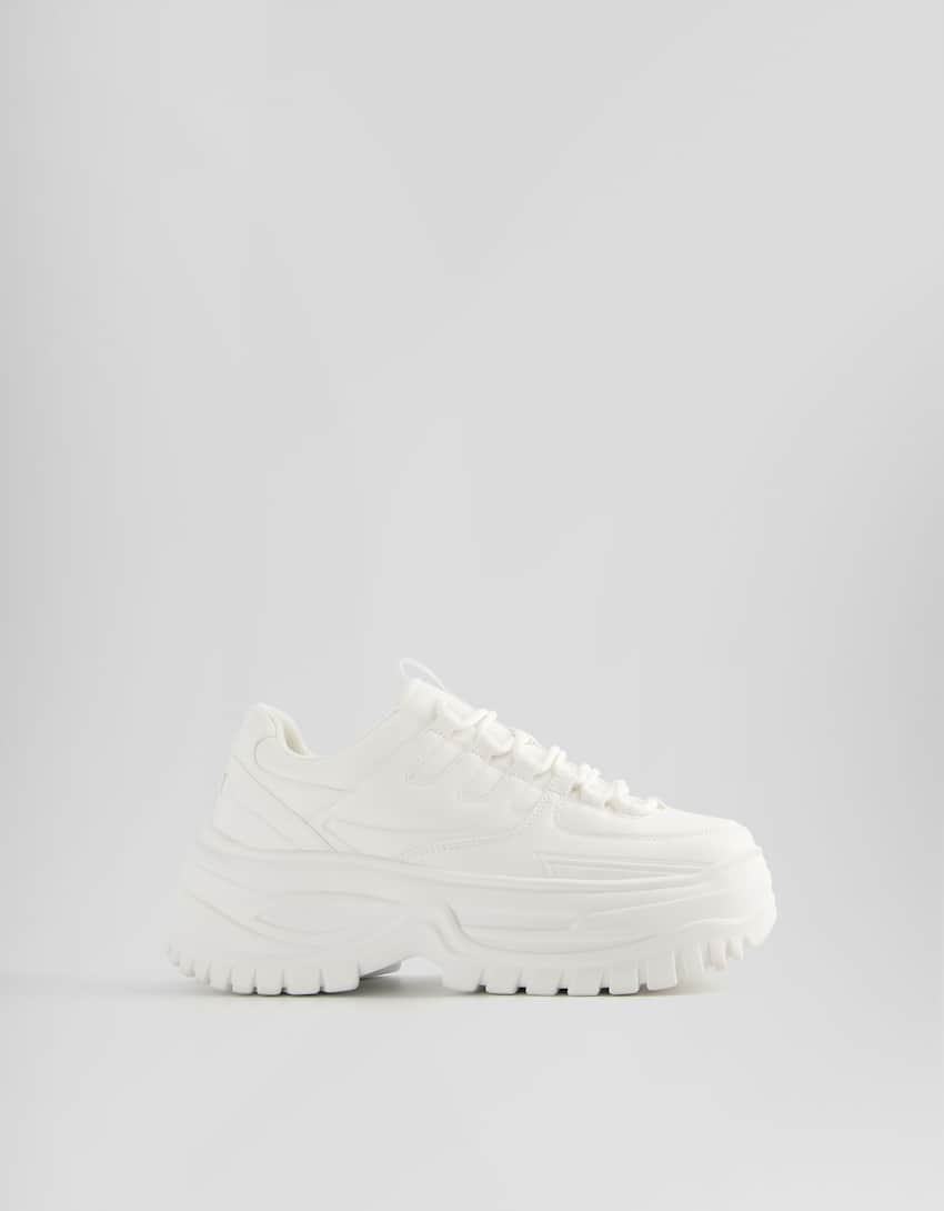 Sneakers volume semelle XL homme-Blanc-5