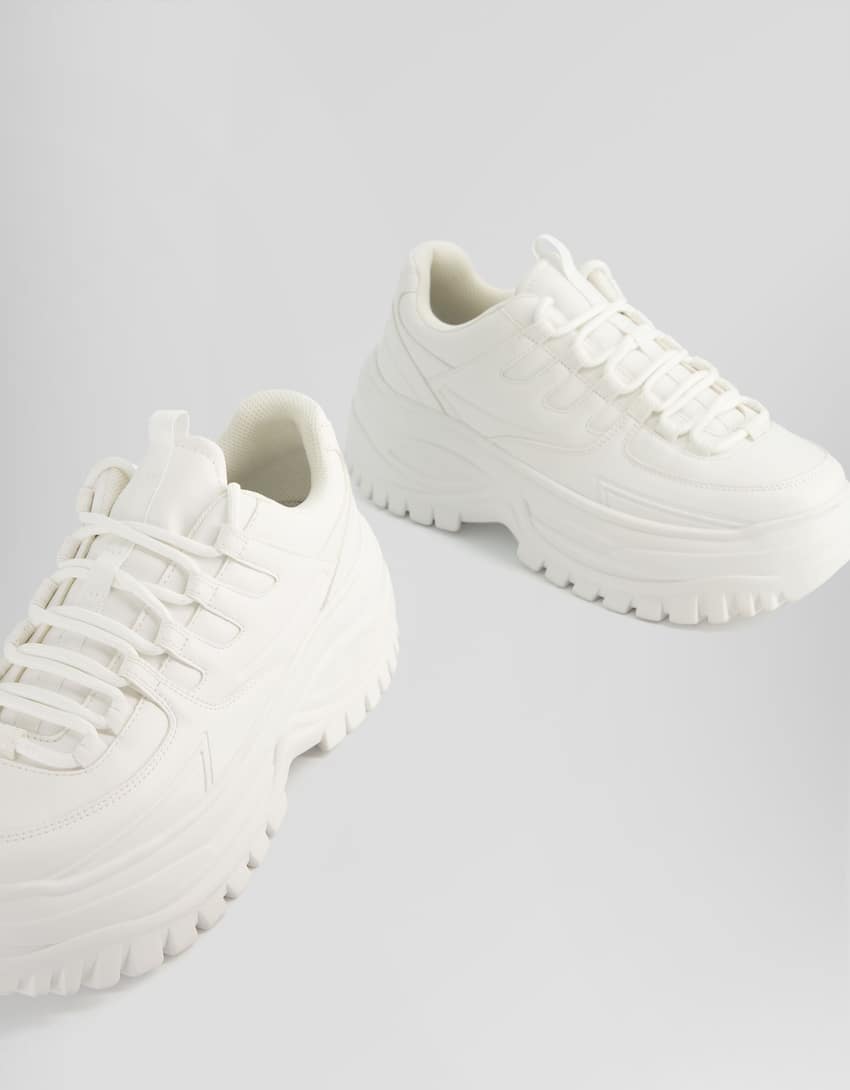 Sneakers volume semelle XL homme-Blanc-3