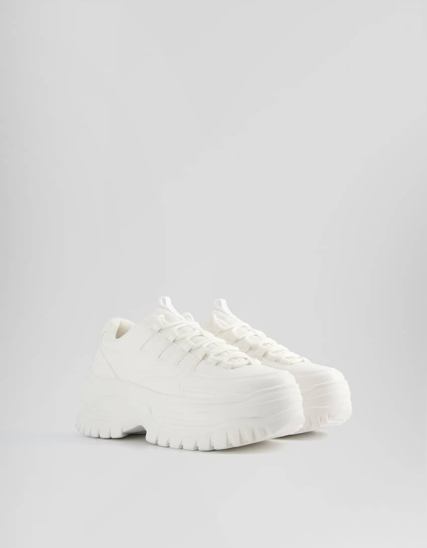 Sneakers volume semelle XL homme-Blanc-0