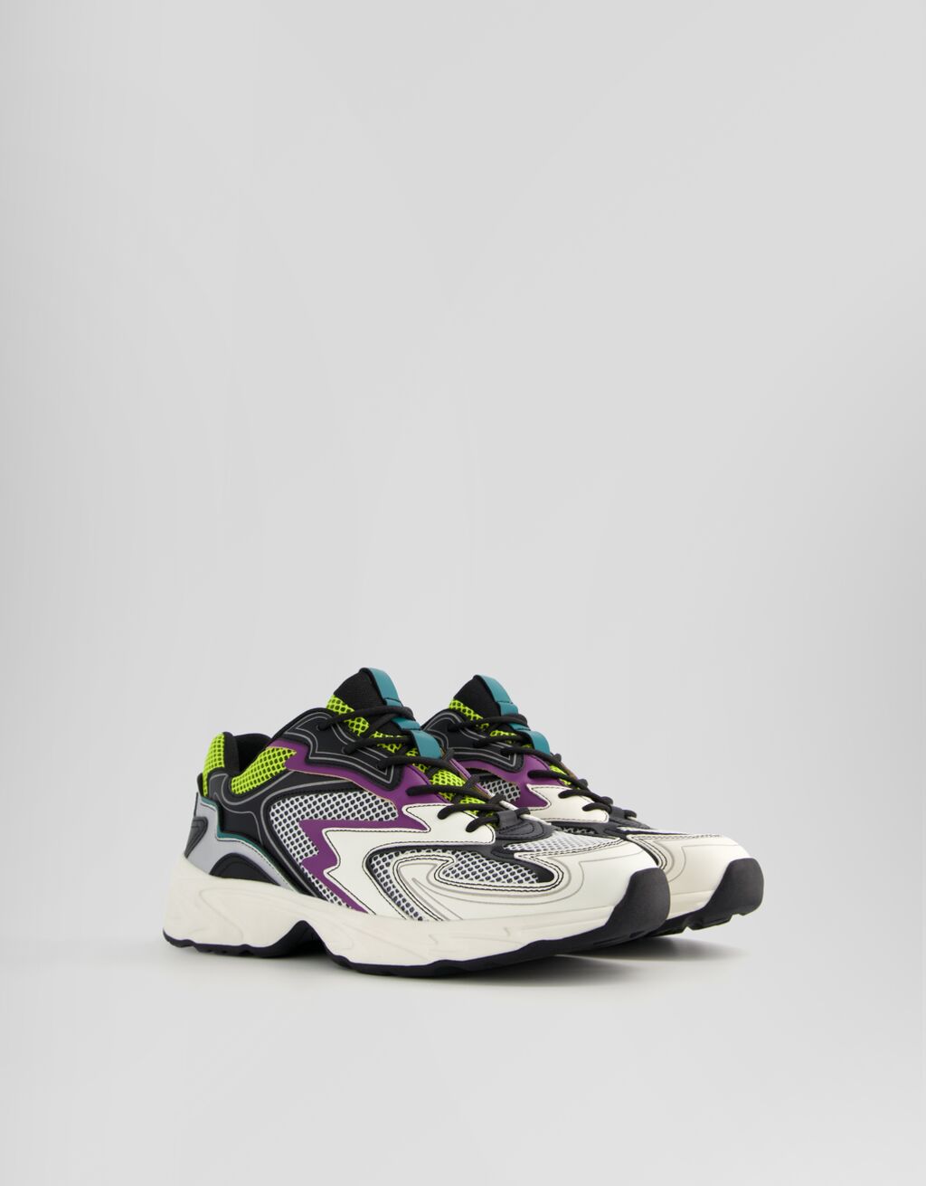 Sneakers contrastantes mesh multicolore homme-Multicouleur-0