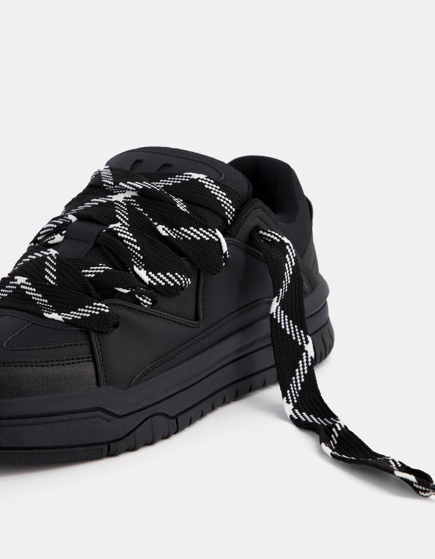 حذاء رياضي تزلج رجالي سميك-أسود-2