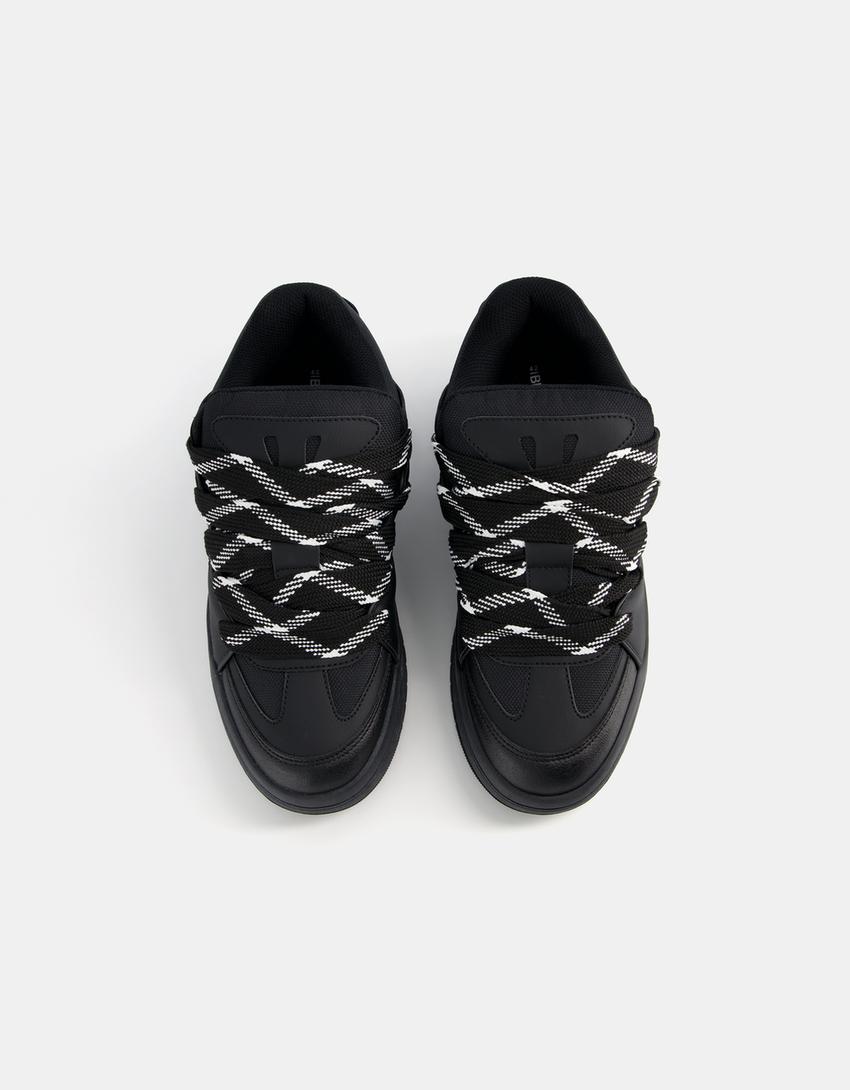 حذاء رياضي تزلج رجالي سميك-أسود-4