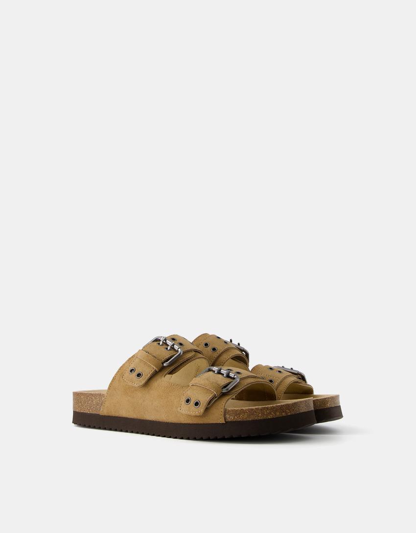 Chanclas Boomerang Niño Chanclas Bershka Hombre LEATHER Buckled