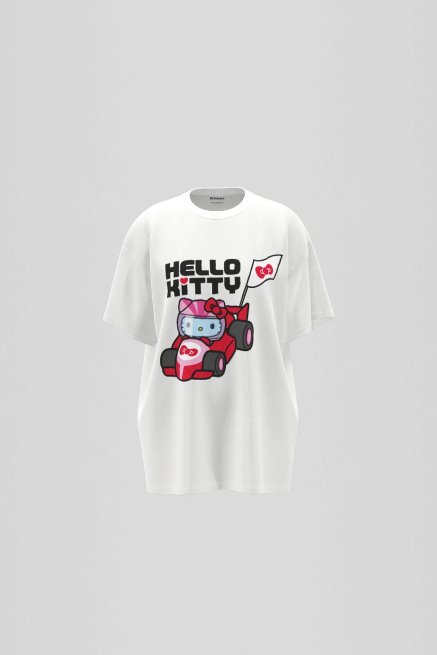 T-Shirt Hello Kitty mit kurzen Ärmeln-Grbrochenes Weiss-0