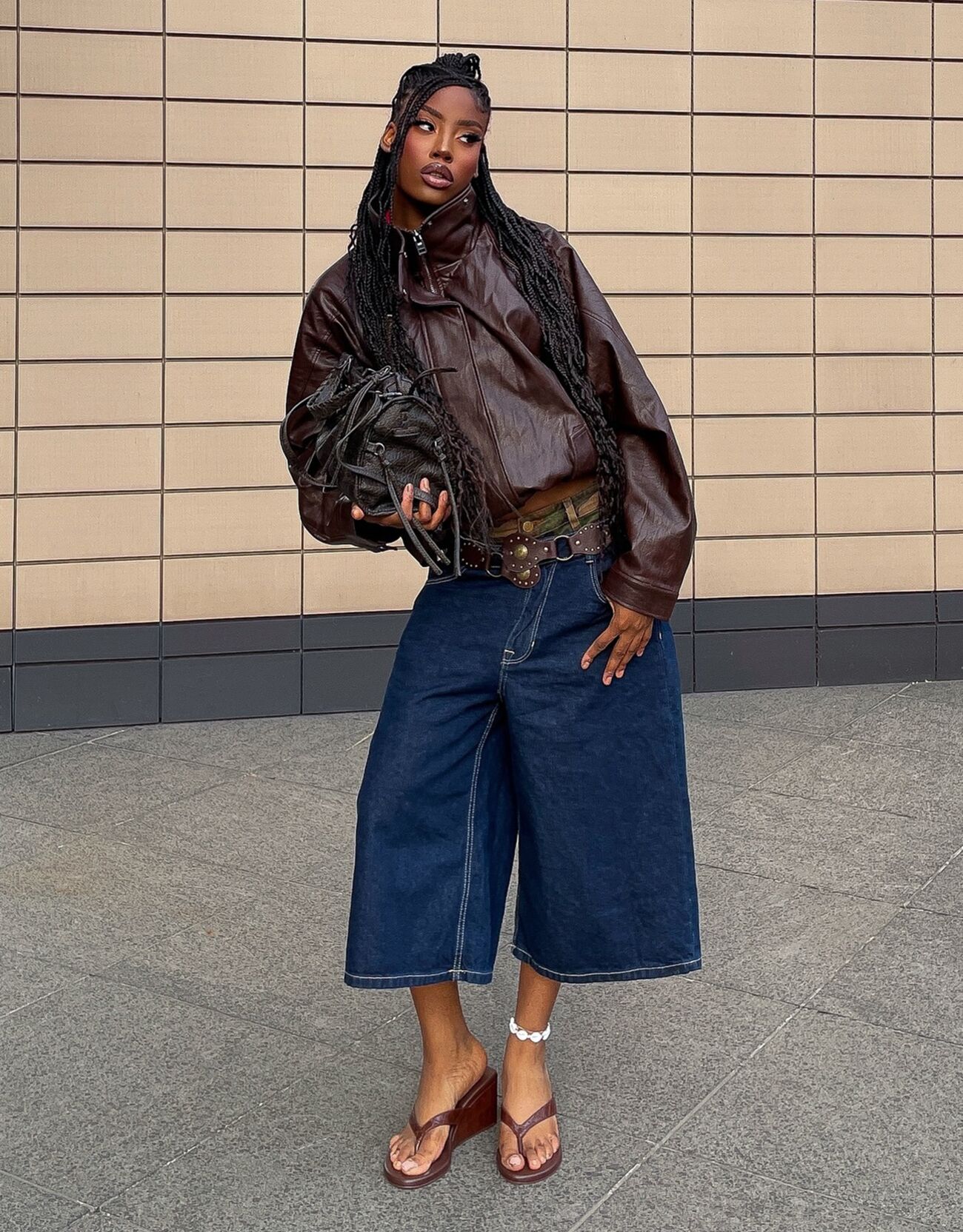 Baggy denim Bermuda shorts