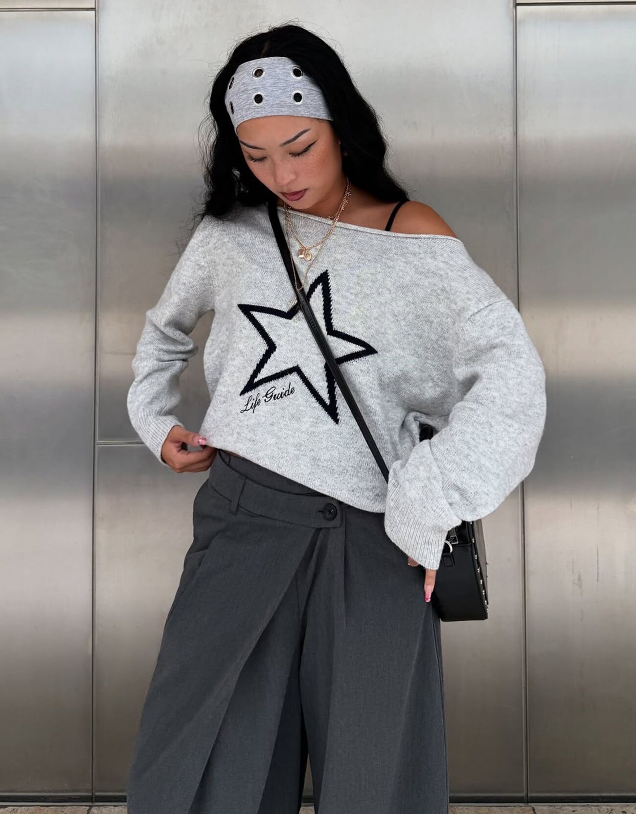 Patterned boatneck sweater