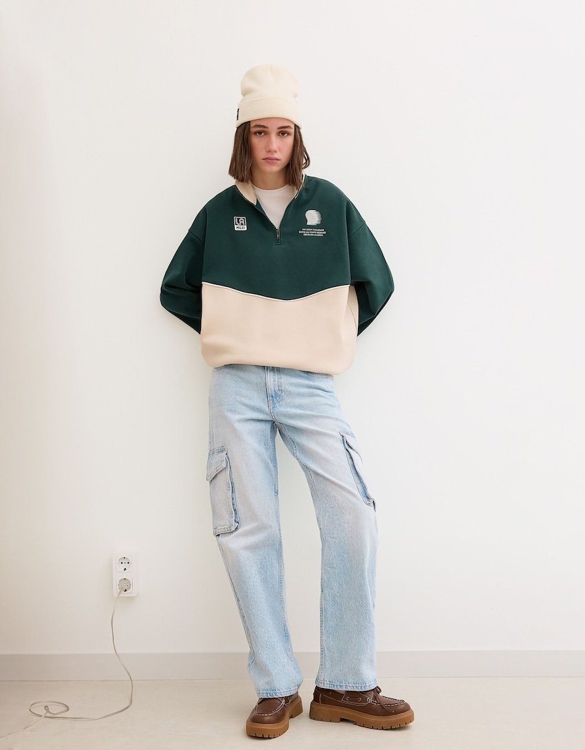 Jeans cargo straight-Azul claro-0