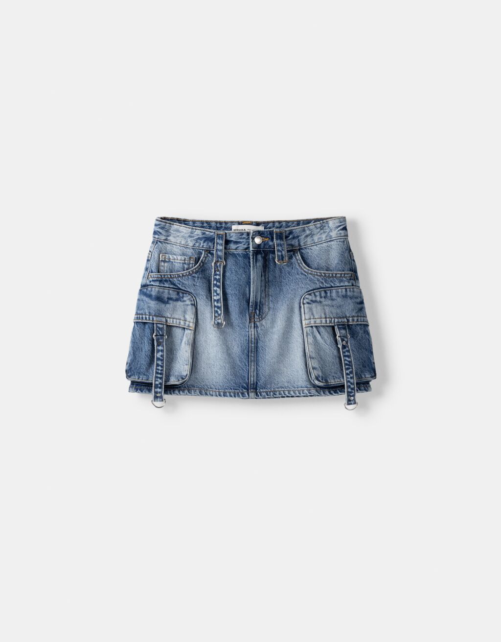 Cargo skirt with straps-Light blue-4