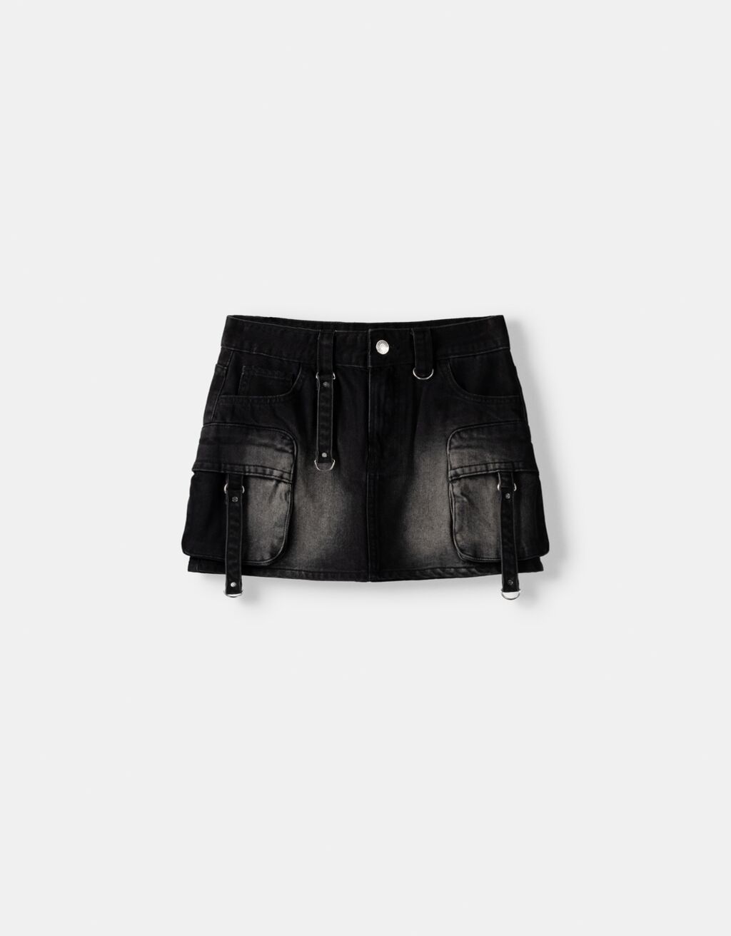 Cargo skirt with straps-Black-4