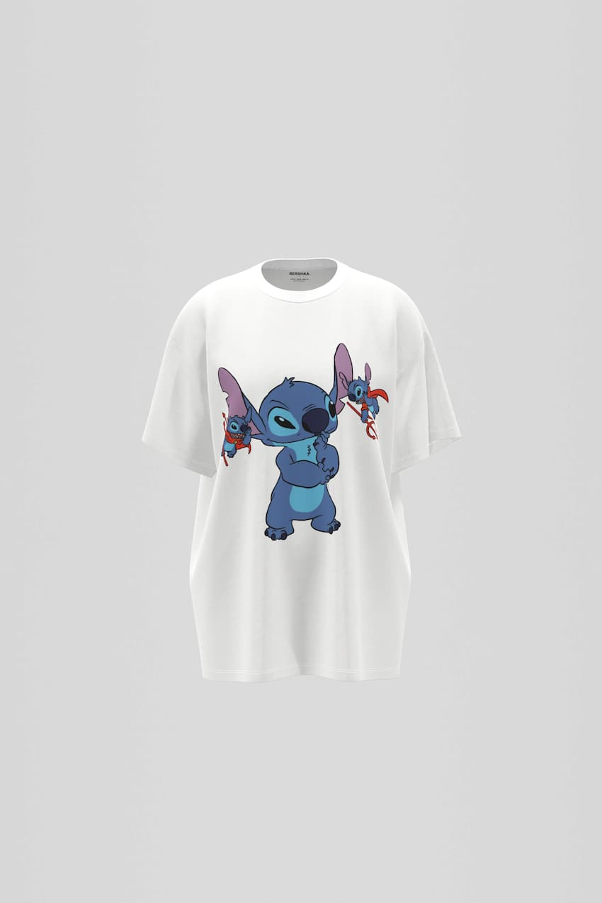 Camiseta Lilo & Stitch manga corta oversize-Blanco roto-0