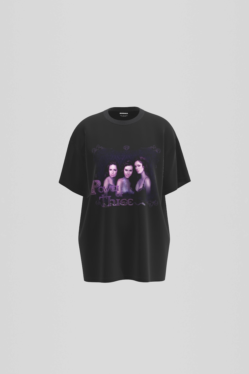 Charmed oversize short sleeve T-shirt-Black-0