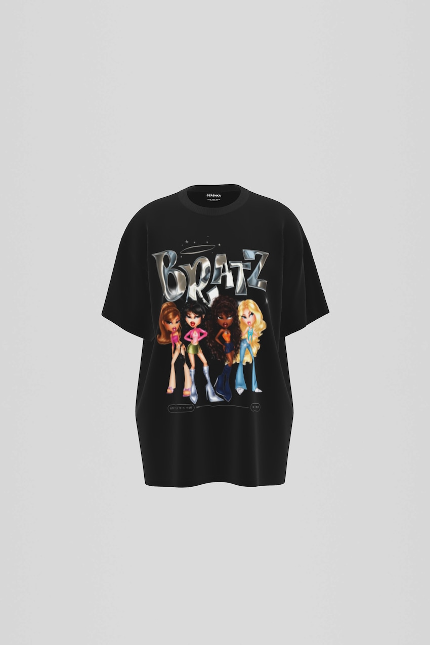 Oversize Bratz-T-shirt med korte ærmer-Sort-0