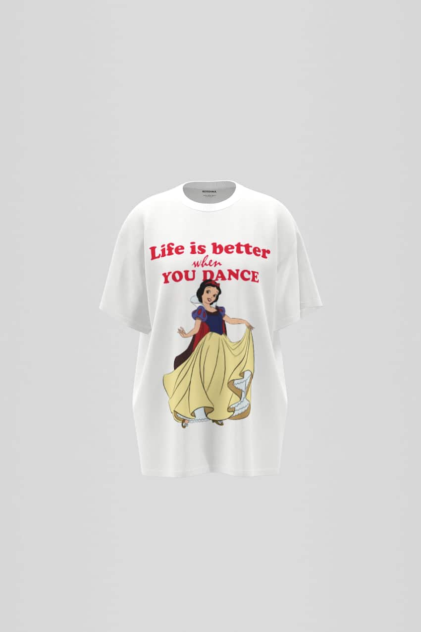 T-shirt Snow White manches courtes oversize-Blanc cassé-0